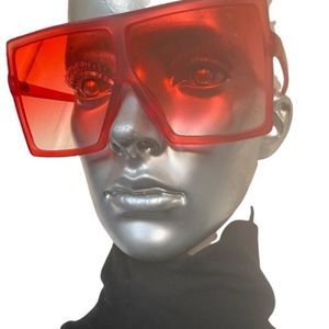 Oversized Red Rectangular Designer Shades